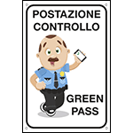 [FL56223Y] FL56223Y - Cartello lamiera scatolata "Postazione controllo Green Pass"