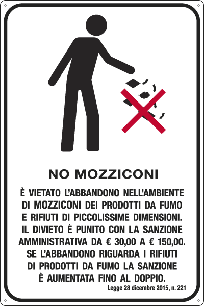 [FL5697Y] FL5697Y - Cartello vietato l'abbandono nell'ambiente di mozziconi....