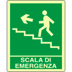 [L20136YP] L20136YP - Cartello fotoluminescente scala emergenza salita sn