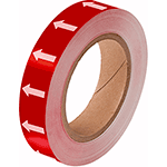 [NBTF25RW] NBTF25RW - frecce adesive in rotolo per tubazioni ROSSO/BIANCO h.mm 25