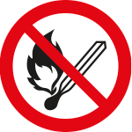 [PP1305] PP1305 - segnale adesivo circolare per pavimenti simbolo vietato usare fiamme..