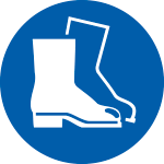 [PP1355] PP1355 - segnale adesivo circolare per pavimenti obbligo indossare scarpe di ..