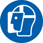 [PP1358] PP1358 - segnale adesivo circolare per pavimenti obbligo proteggersi il viso