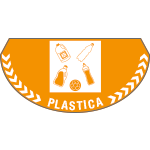 [PP701] PP701 - bollo mezzaluna fondo arancione per rifiuti di plastica