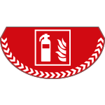 [PPS710] PPS710 - Confezione 10 bolli mezzaluna fondo rosso con estintore antincendio