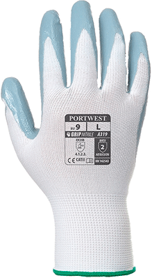 [PWT319L] PWT319L - guanti in nitrile Flexo Grip grigio/bianco con sacchetto taglia L