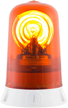 [RA24A] RA24A - Segnalatore rotante base piana 24Vcc aranc