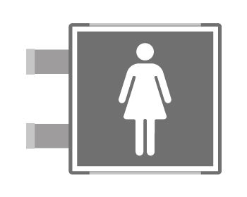 [SEM15643BAC] SEM15643BAC - segnaletica all.Metal prof.GRIGIO bifacciale TOILET DONNA EN ISO 7010