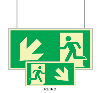[SEMLE715107SM] SEMLE715107SM - Segnaletica all. Metal bifacciale Luminescente DIN uscita SO ISO 7010