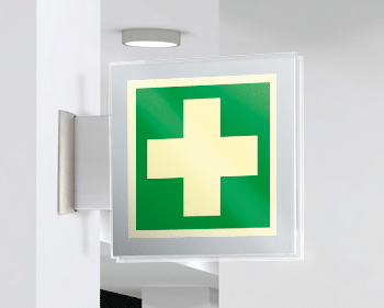 [SEPSE15101BW] SEPSE15101BW - targa Plexi bifacciale Pronto soccorso EN ISO 7010 E003