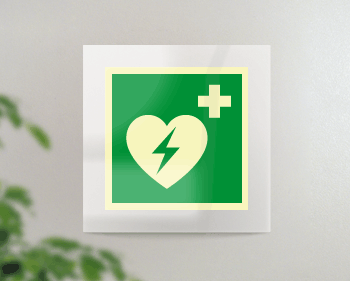 [SEPSE15156FW] SEPSE15156FW - targa Plexi monofacc. Defibrillatore fiss.invisib.EN ISO 7010 E010