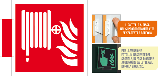 [SICE15115BG] SICE15115BG - sistema COLORFIX ROSSO bifacciale Lancia Antincendio EN ISO 7010