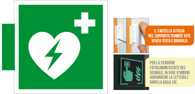 [SICE15156BG] SICE15156BG - sistema COLORFIX VERDE bifacciale Defibrillatore EN ISO 7010
