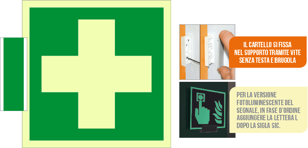 [SICLE15101BG] SICLE15101BG - sistema COLORFIX VERDE bifacc. luminescente Pronto soccorso ISO 7010