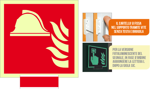 [SICLE15111A] SICLE15111A - sistema COLORFIX ROSSO monofacc.luminescente Pr.Antincendio ISO 7010