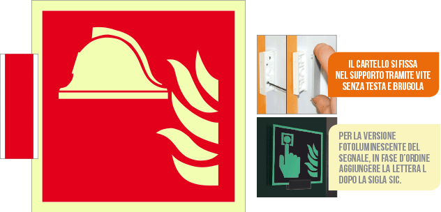 [SICLE15111BA] SICLE15111BA - sistema COLORFIX ROSSO bifacc.luminescente Pres.Antinc.EN ISO 7010