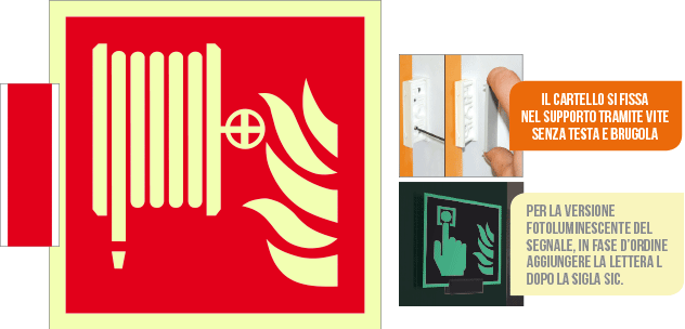 [SICLE15115BA] SICLE15115BA - sistema COLORFIX ROSSO bifacciale luminescente Lancia Antinc. ISO 7010