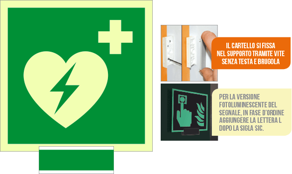[SICLE15156G] SICLE15156G - sistema COLORFIX VERDE monofacc.luminescente Defibrillatore ISO 7010