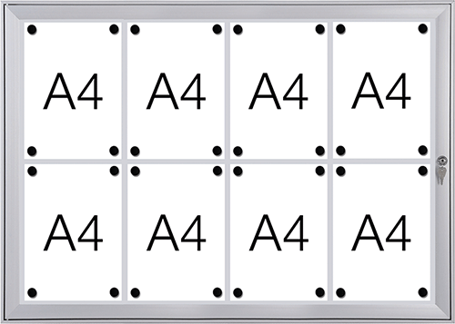[SMBT58] SMBT58 - bacheca per esterni retro lamiera apertura a libro per 8 fogli A4