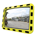 [SP043] SP043 - specchio industriale rettangolare cornice giallo/nera cm 80x60