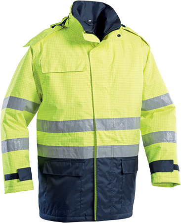 [TACP613L] TACP613L - parka idrorep. bicol.G/B, multirischio II cat. AV+bande rifr.tg.L