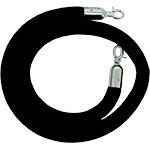 [TDVC160] TDVC160 - cordone liscio in velluto nero con gancio cromo x colonnine cromo