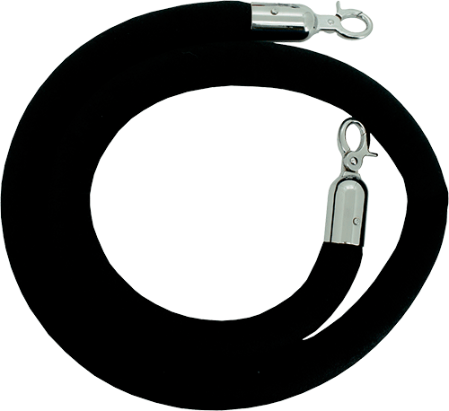 [TDVC160] TDVC160 - cordone liscio in velluto nero con gancio cromo x colonnine cromo