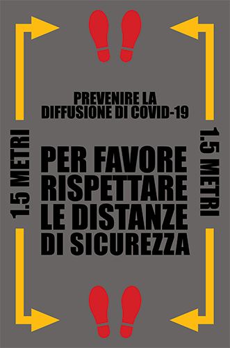 [TPJ4609] TPJ4609 - Tappeto "Rispetta la distanza" colore grigio e scritte nere