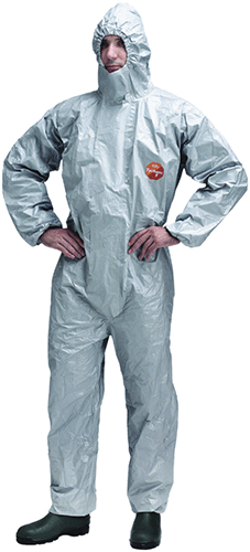 [TYV2M] TYV2M - Tuta monouso Tychem F con cappuccio colore grigio tg.M