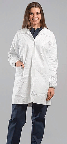 [TYV7M] TYV7M - Camice Tyvek bianco chiusura centrale con velcro TG.M