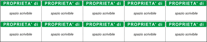 [U9754] U9754 - Foglio n.10 etichetta adesiva 40x20 mm PROPRIETA'di