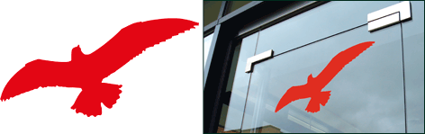 [VEU300R] VEU300R - sagoma di volatile anticollisione colore ROSSO larghezza mm 300