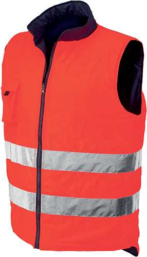 [VPA720L] VPA720L - gilet reversibile alta visibilita' arancio fluo/blu tg.L