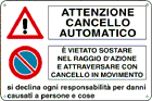 [2935] 2935 - Cartello multisimboloieto Attenzione cancello autom