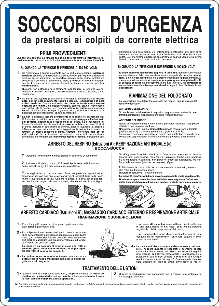 [3601] 3601 - Cartello norme SOCCORSI D'URGENZA AI COLPITI