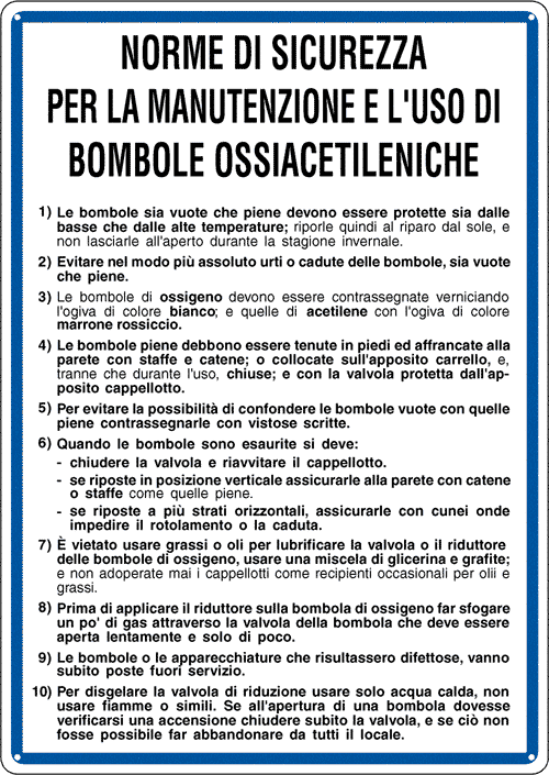 [3627] 3627 - Cartello NORME MANUTENZ. BOMBOLE OSSIAC