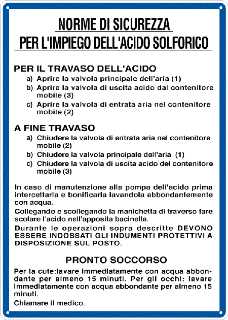 [3628] 3628 - Cartello NORME IMPIEGO ACIDO SOLFORICO