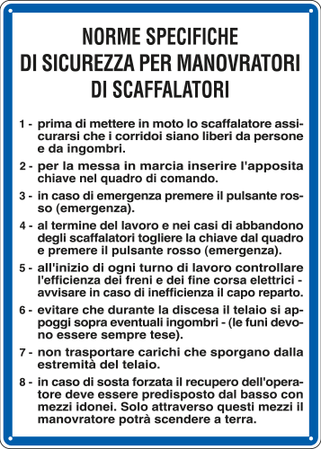 [3648] 3648 - Cartello NORME PER MANOVRATORI SCAFFALATORI