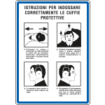 [3761] 3761 - Cartello Istruzioni per indossare cuffie protettive