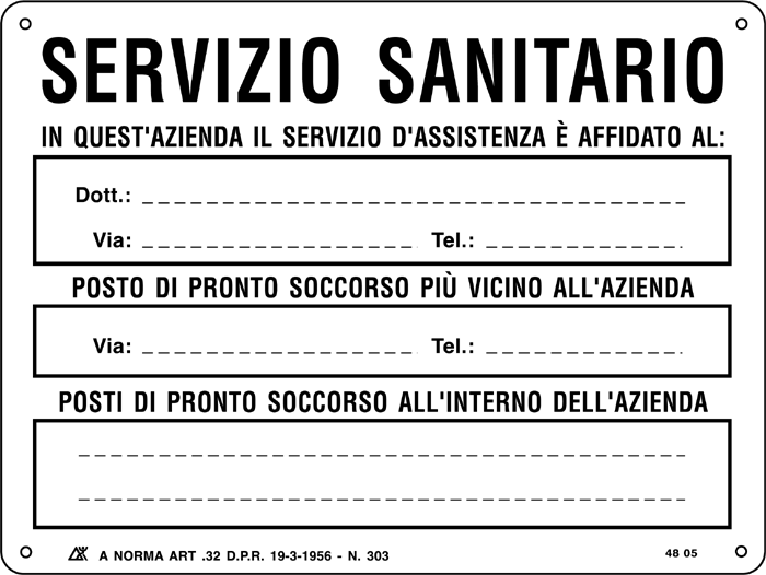 [4805] 4805 - Cartello tabella SERVIZIO SANITARIO