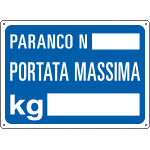 [4843] 4843 - Cartello informazione PARANCO N. PORTATA MASSIMA