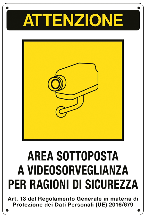 [22018] 22018 - Cartello ATTENZIONE area sottoposta a videosorveglianza(D. LGS. n. 101