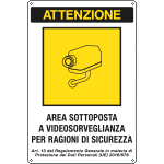 [27018] 27018 - cartello alluminio AREA VIDEOSORVEGLIATA (D.LGS. n.101 del 10/08/2018)