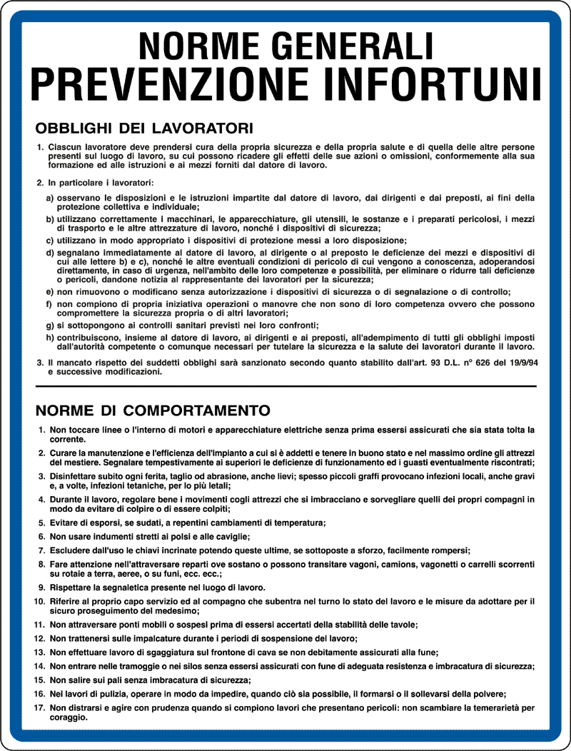 [10205KS] 10205KS - Etichetta adesiva norme generali prevenzione infortuni