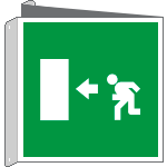 [15154BIX] 15154BIX - cartello bifacciale uscita emergenza sinistra