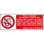 [1834KS] 1834KS - Etichetta vietato operare riparare organi in moto