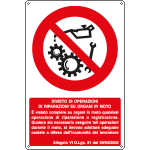 [1834X] 1834X - Cartello divieto operare riparare organi in moto