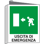 [20105BIX] 20105BIX - cartello bifacciale uscita emergenza sinistra