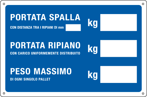 [3168S] 3168S - Etichetta PORTATA SPALLA RIPIANO PESO MASSIMO