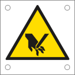 [49649N] 49649N - Cartello alluminio pericolo taglio verticale su mano